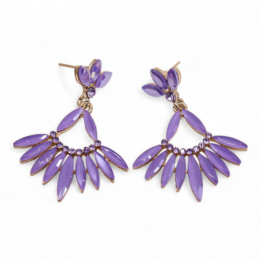 Lavanda - Cristal vintage - Caída larga - Pendientes