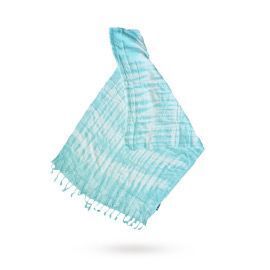 Châle Java Boho Art - Rayures et motifs bleu sarcelle - 62 x 200 cm