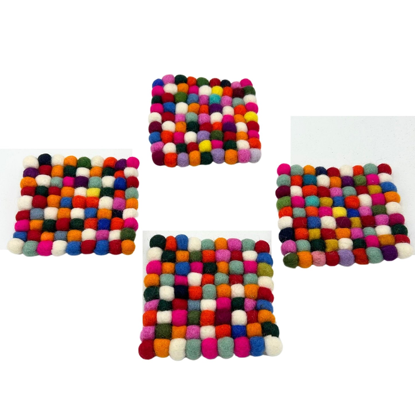 Dessous de verre carrés en feutre de 10 cm, multicolores gris (lot de 4)