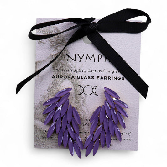 Lavanda - Vidrio vintage - Alas de ángel - Aretes