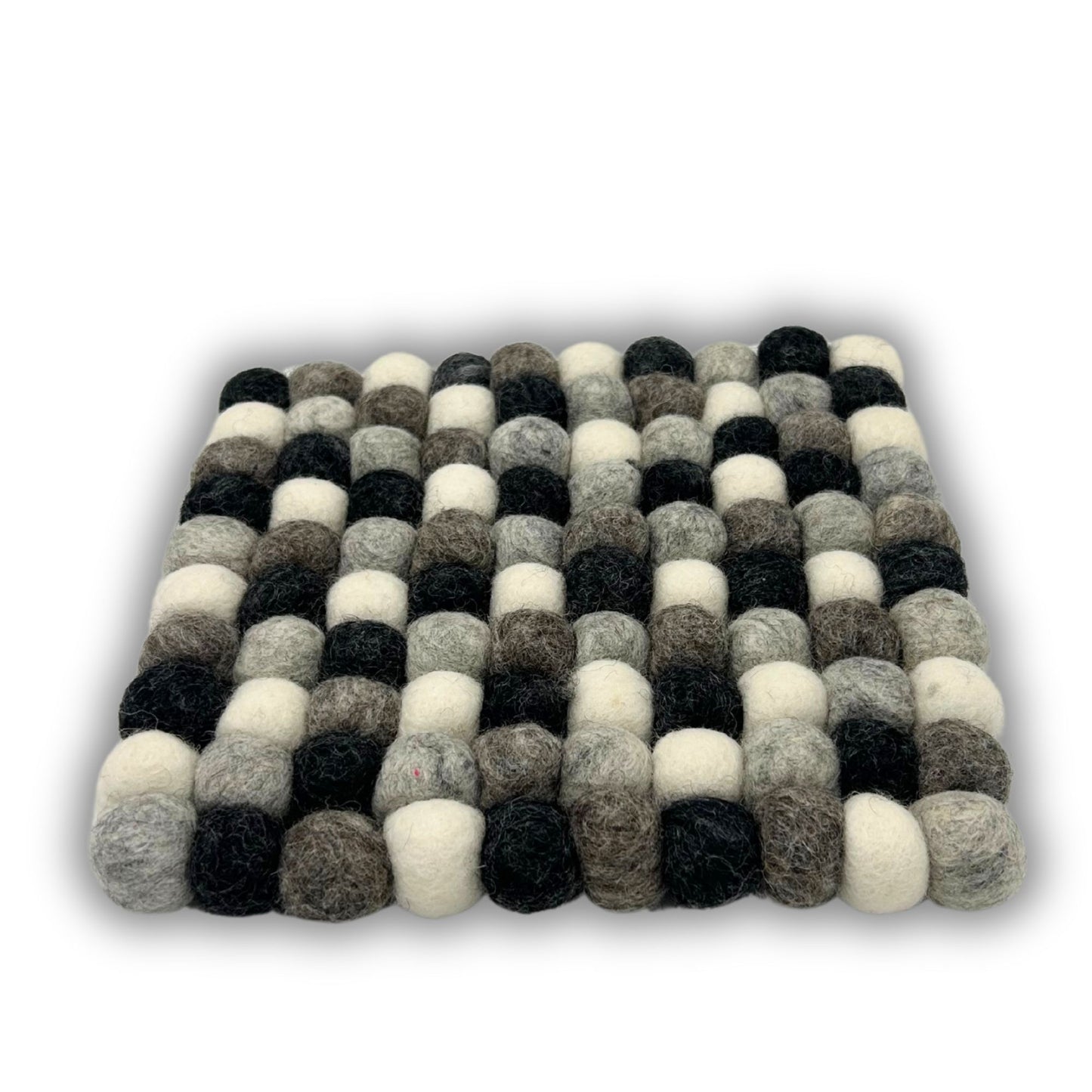 Set de table carré en boules de feutre - 20 cm, gris multicolore