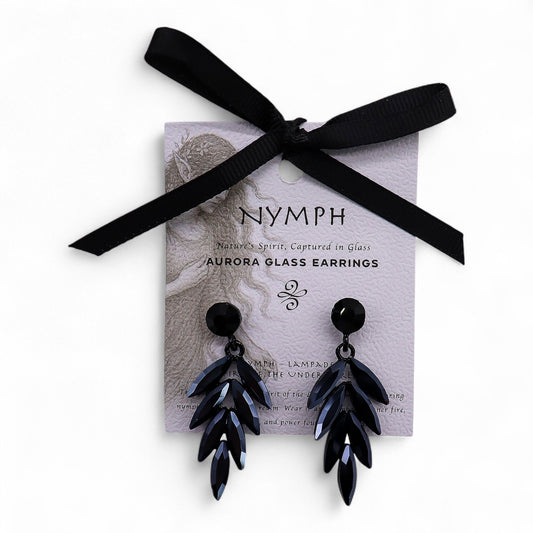 Negro azabache - Cristal vintage - Caída larga - Pendientes
