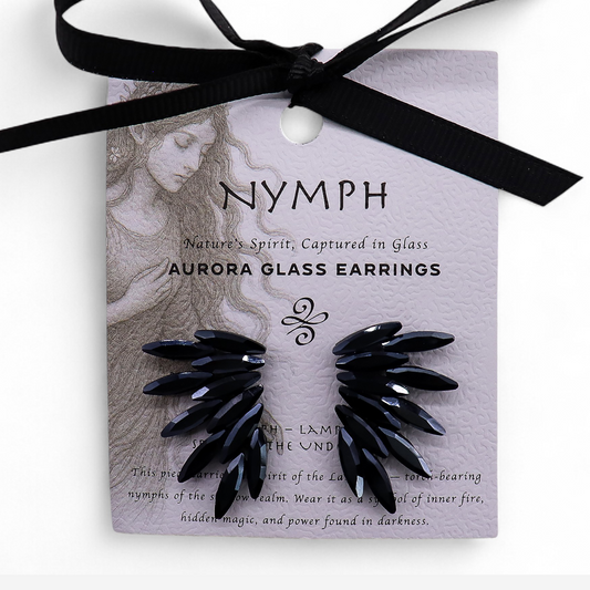 Negro azabache - cristal vintage - hadas - pendientes