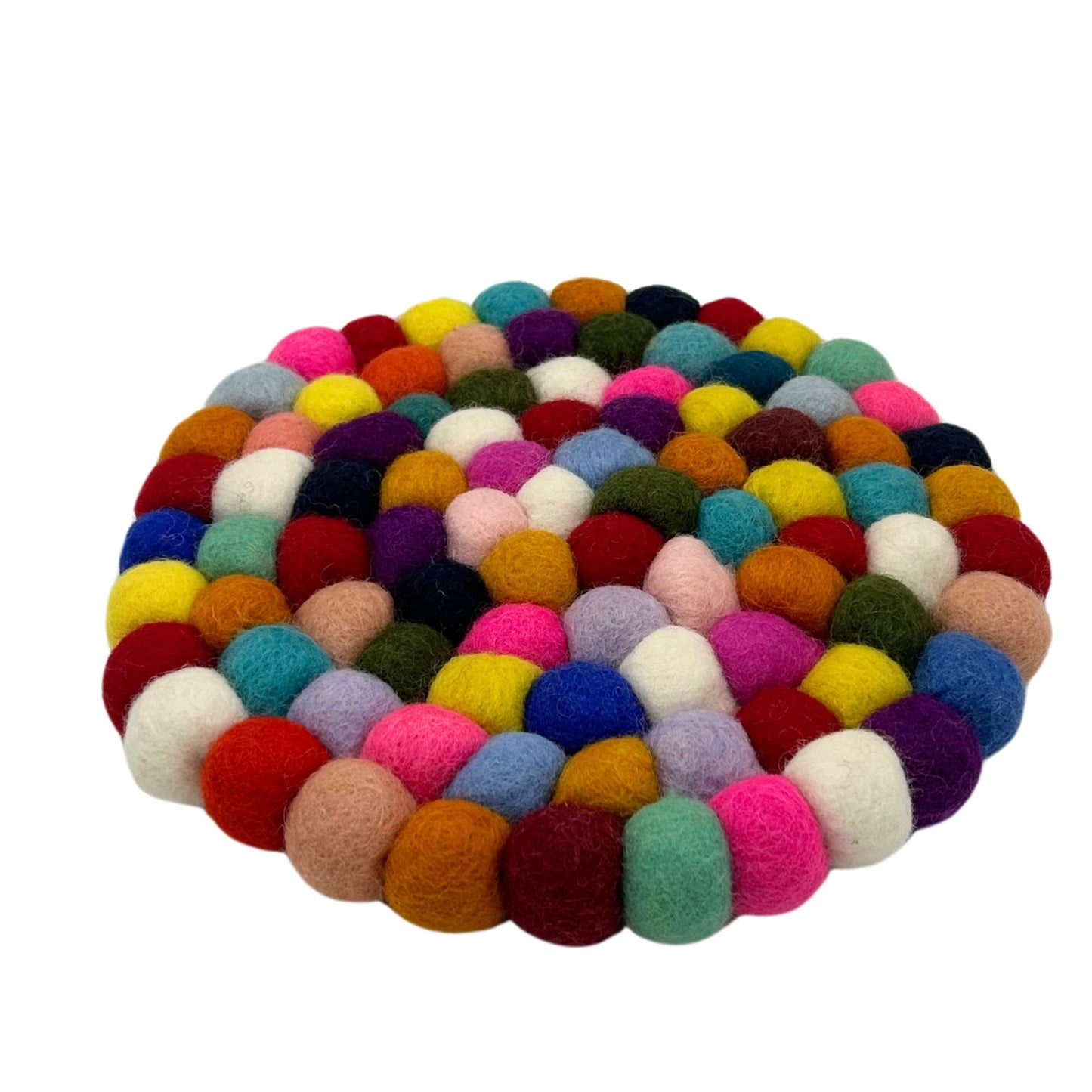 Set de table rond en boules de feutre - 20 cm multicolore