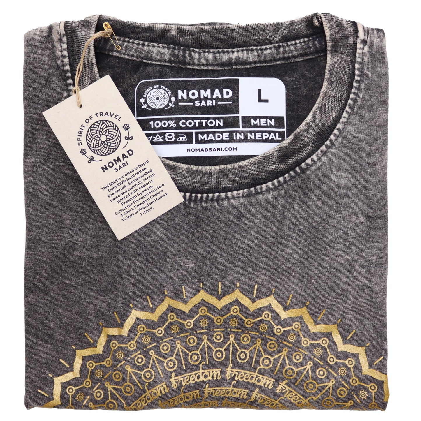 T-shirt Nomad Sari Small - Mandala - Gris foncé