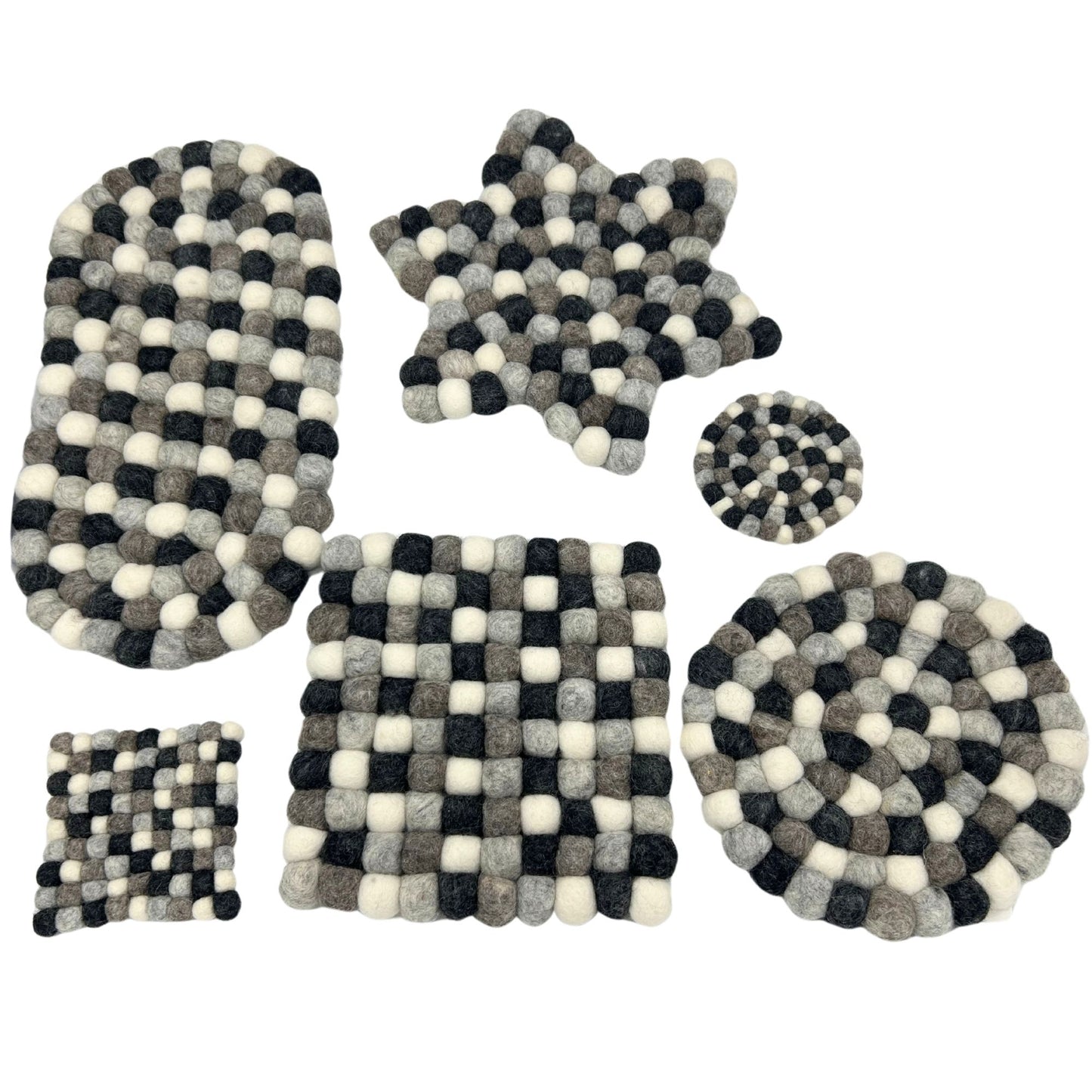 Tapis de table ovale en feutre - 38 x 18 cm, gris multicolore