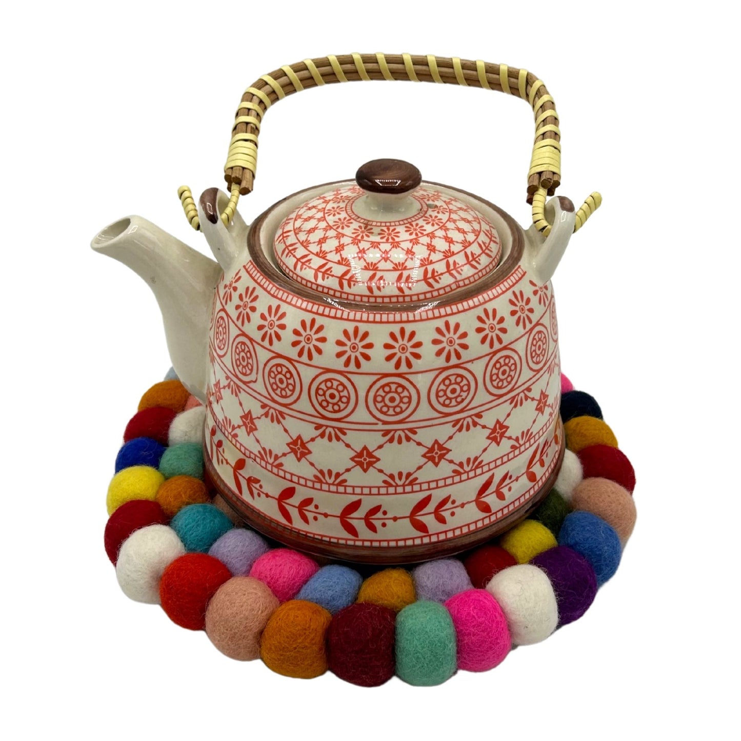 Set de table rond en boules de feutre - 20 cm multicolore