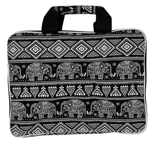 Sacoche rembourrée pour ordinateur portable (motif éléphants) 33 x 24 x 3 cm