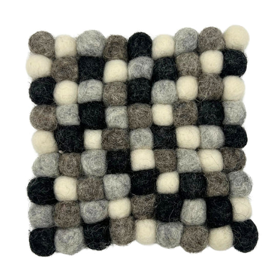 Dessous de verre carrés en feutre de 10 cm, multicolores, gris (lot de 4)