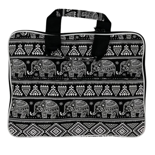 Sacoche rembourrée pour ordinateur portable (motif éléphants) 33 x 24 x 3 cm