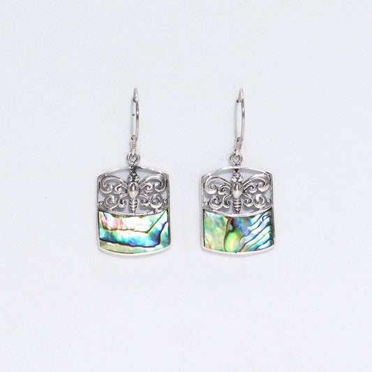 Boucles d'oreilles coquillage et argent - Libellule - Ormeau