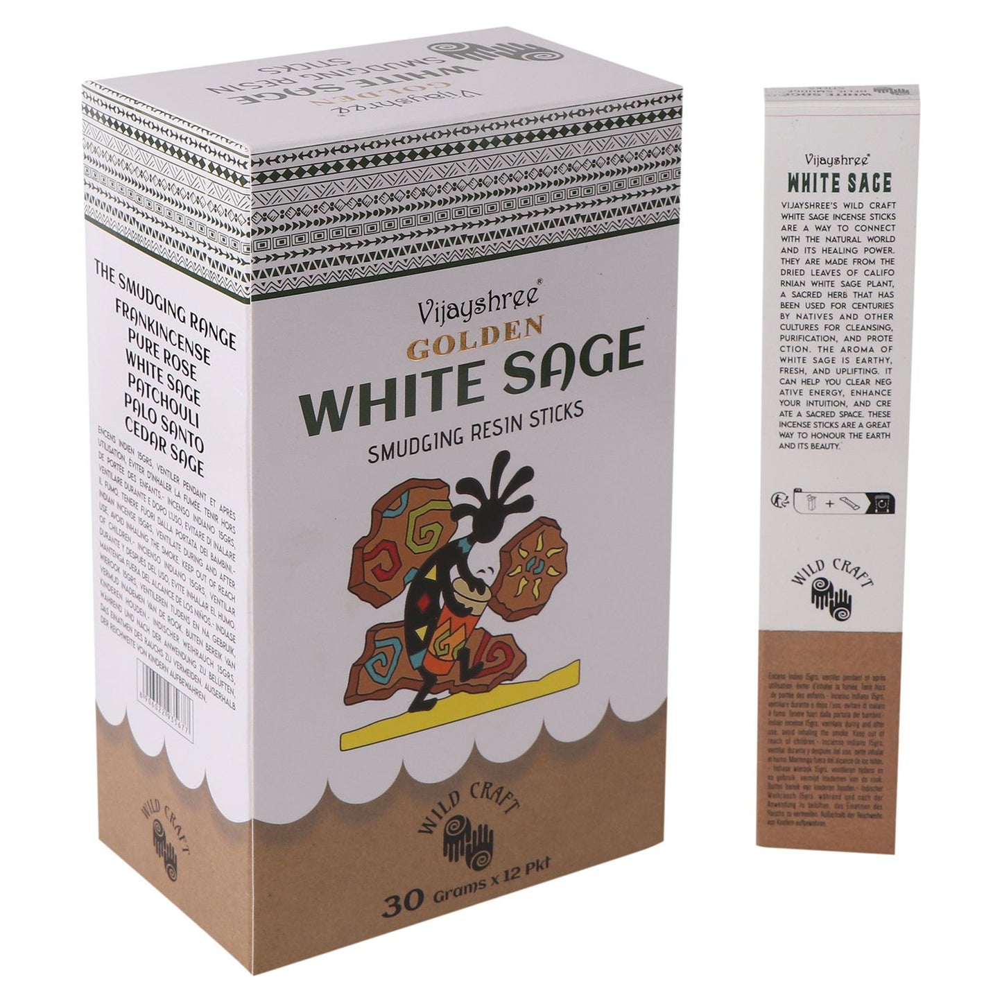 Bâtonnets de résine de sauge blanche dorée 30 g (6 unités)