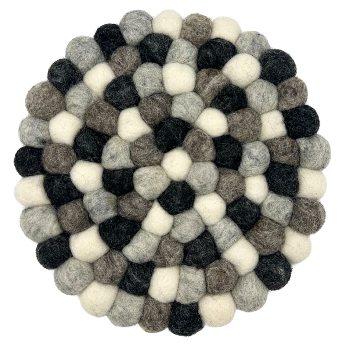 Set de table rond en boules de feutre - 20 cm, gris multicolore