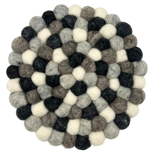 Set de table rond en boules de feutre - 20 cm, gris multicolore