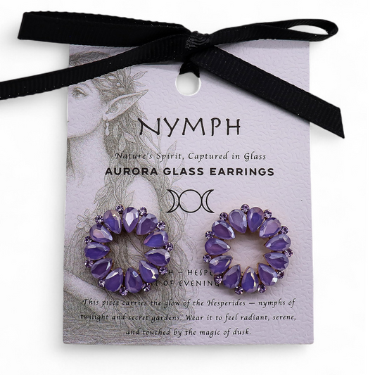 Lavanda - Vidrio Vintage - Aro - Pendientes