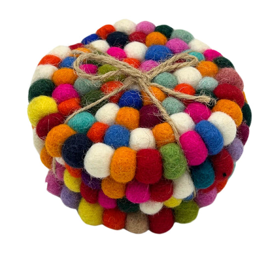 Dessous de verre ronds en feutre de 10 cm, multicolores (lot de 4)
