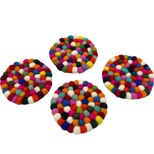 Dessous de verre ronds en feutre de 10 cm, multicolores (lot de 4)