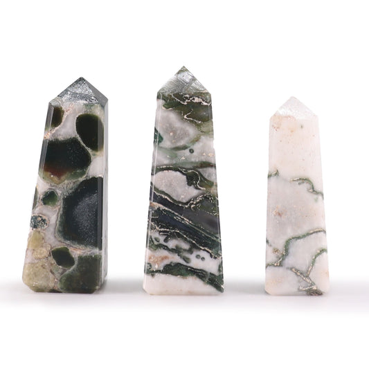 Obélisques en pierres précieuses d'environ 5 cm - Agate mousse