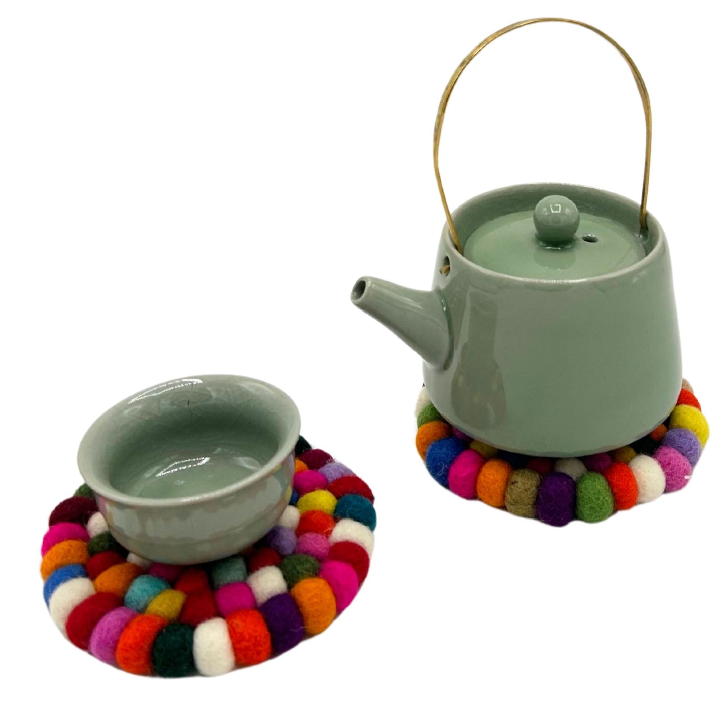 Dessous de verre ronds en feutre de 10 cm, multicolores (lot de 4)