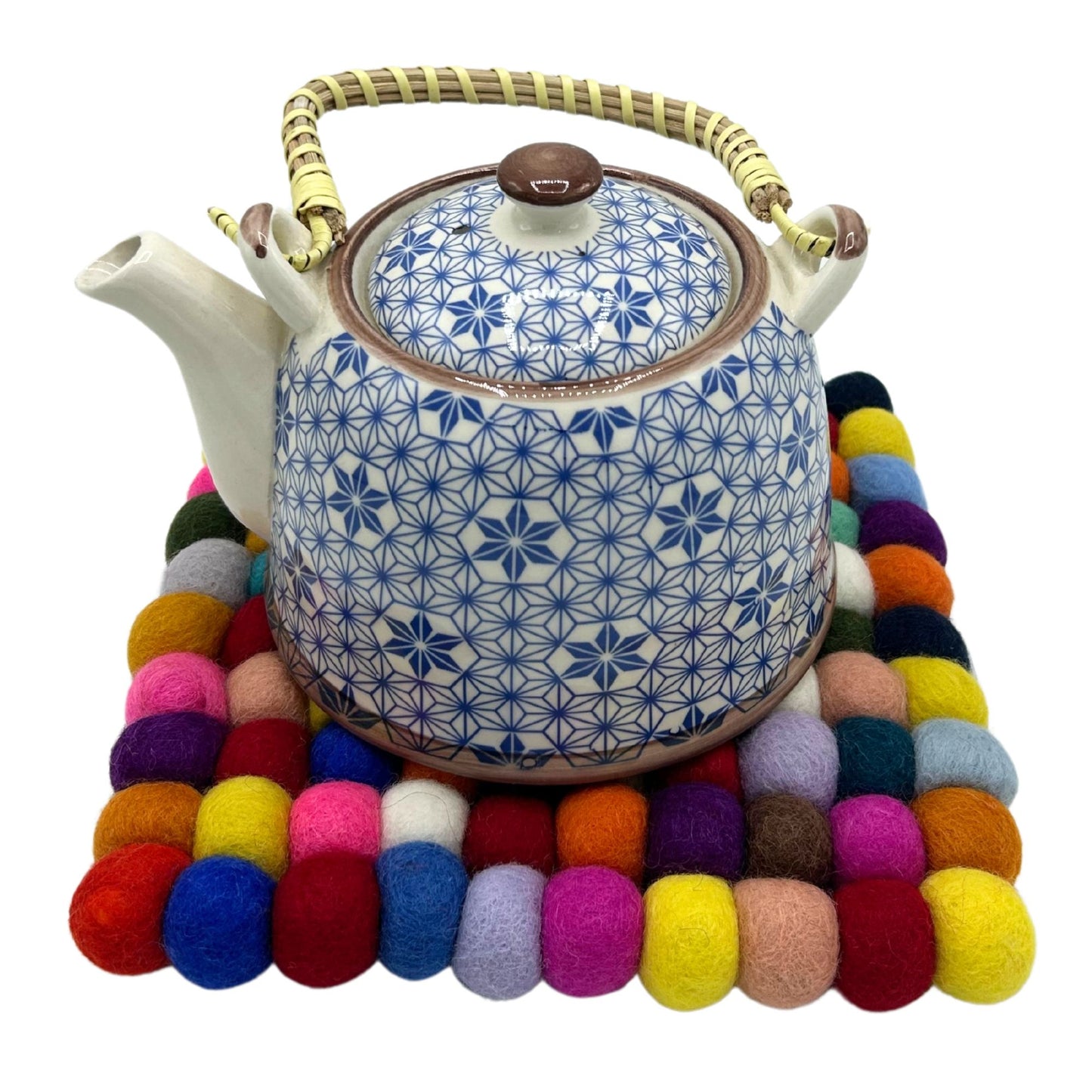 Set de table carré en boules de feutre - 20 cm multicolore