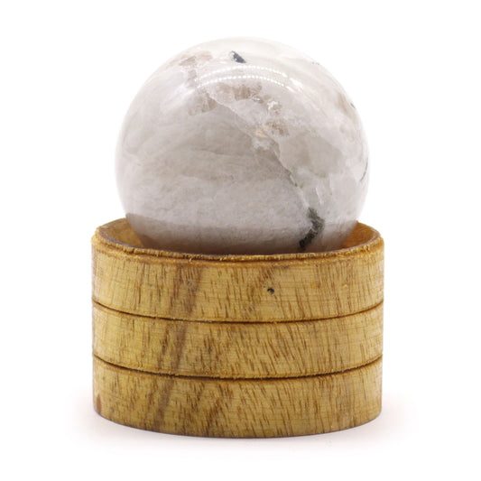 Sphère de cristal de 40 mm – Pierre de lune indienne avec support