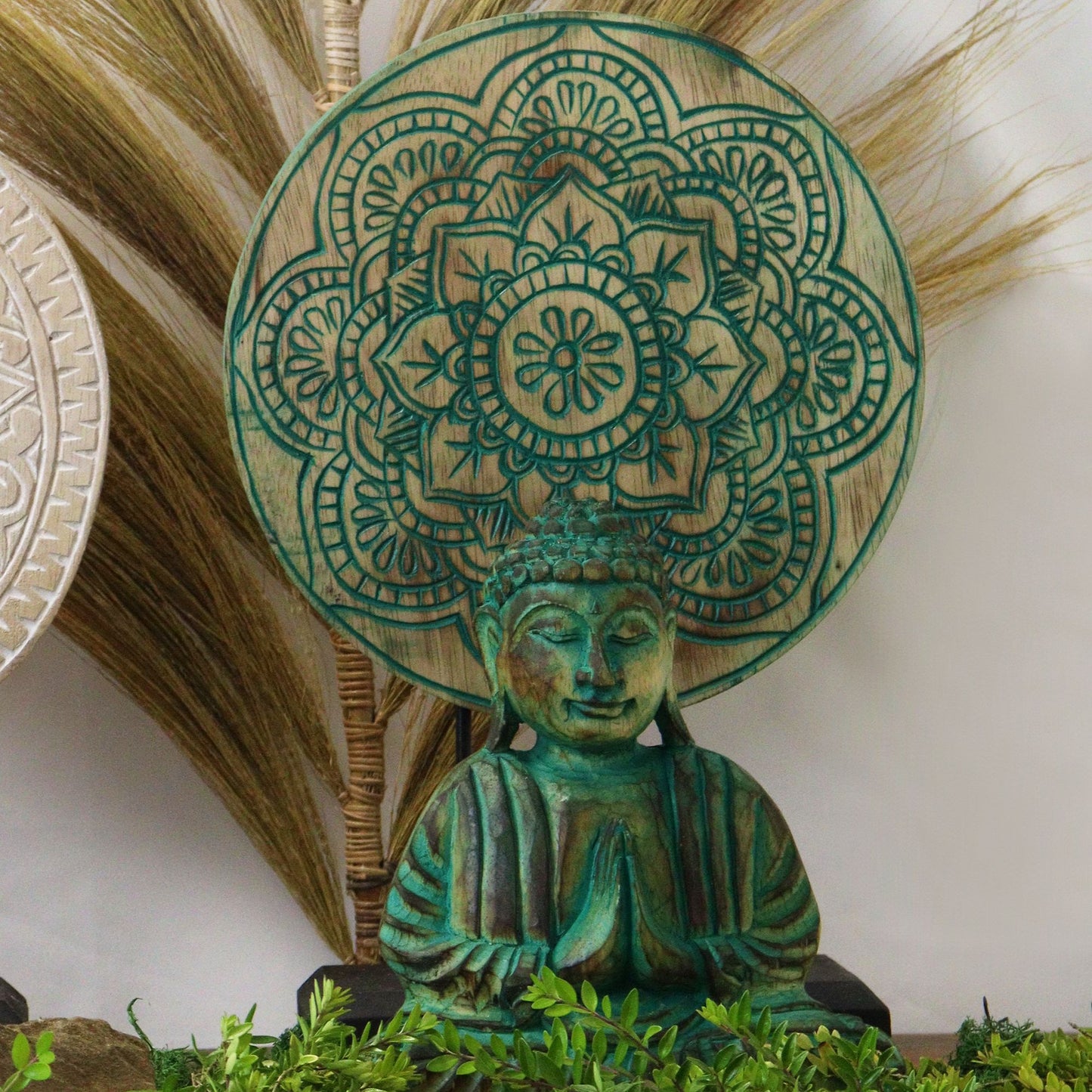 Ensemble Bouddha Feng Shui - Mandala - Vert