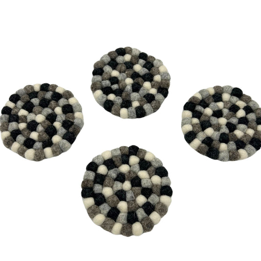 Dessous de verre ronds en feutre de 10 cm, multicolores gris (lot de 4)