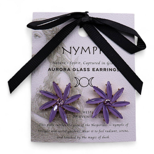 Lavanda - Vidrio Vintage - Flores - Aretes