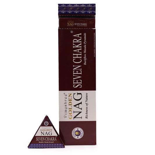 Cônes d'encens Jumbo Gold Nag - Reflux des Sept Chakras 42 g