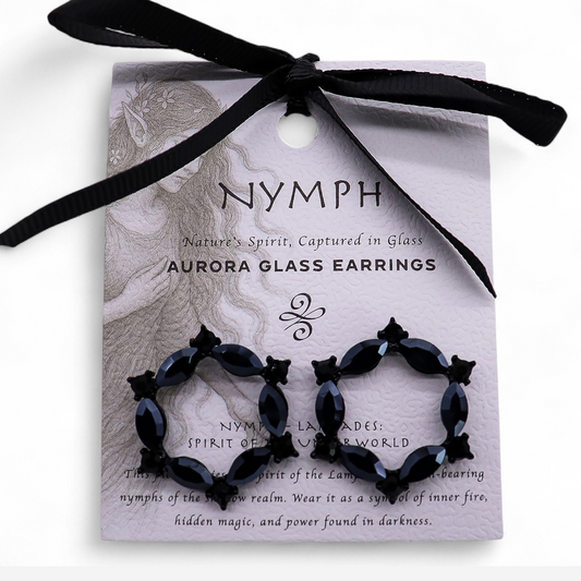 Negro Azabache - Vidrio Vintage - Aro - Aretes
