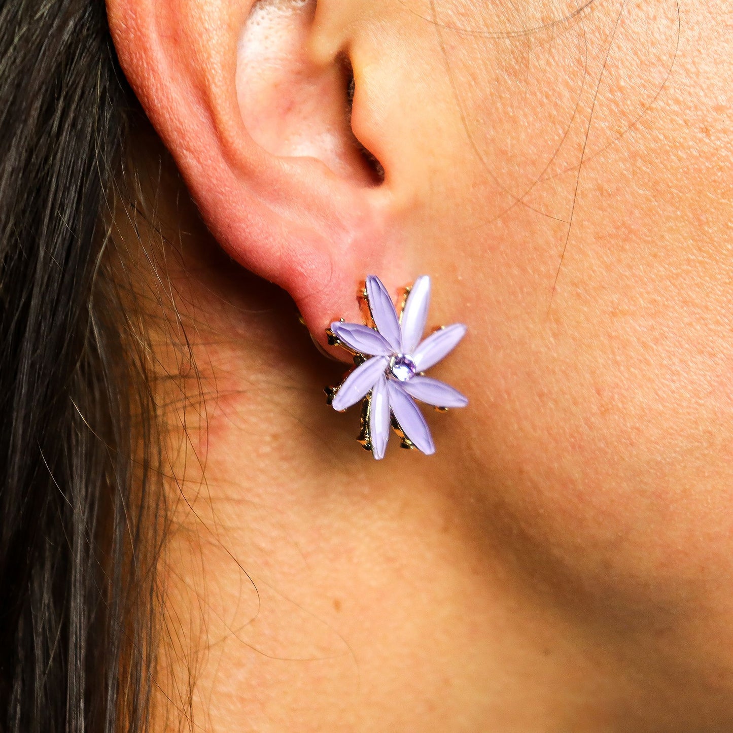 Lavanda - Vidrio Vintage - Flores - Aretes