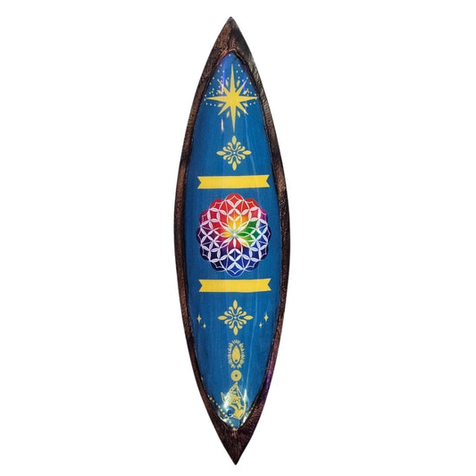 Porte-encens émaillé - Bois de manguier - Mandala