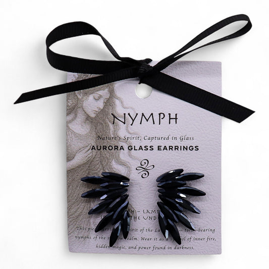 Negro azabache - cristal vintage - hadas - pendientes