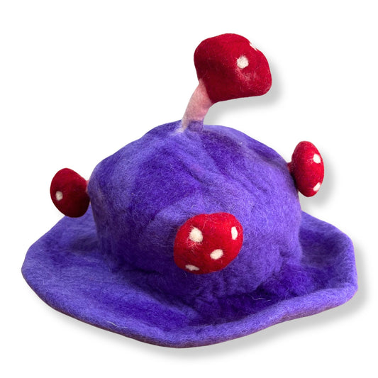 Chapeau melon en feutre - Brume violette rêveuse