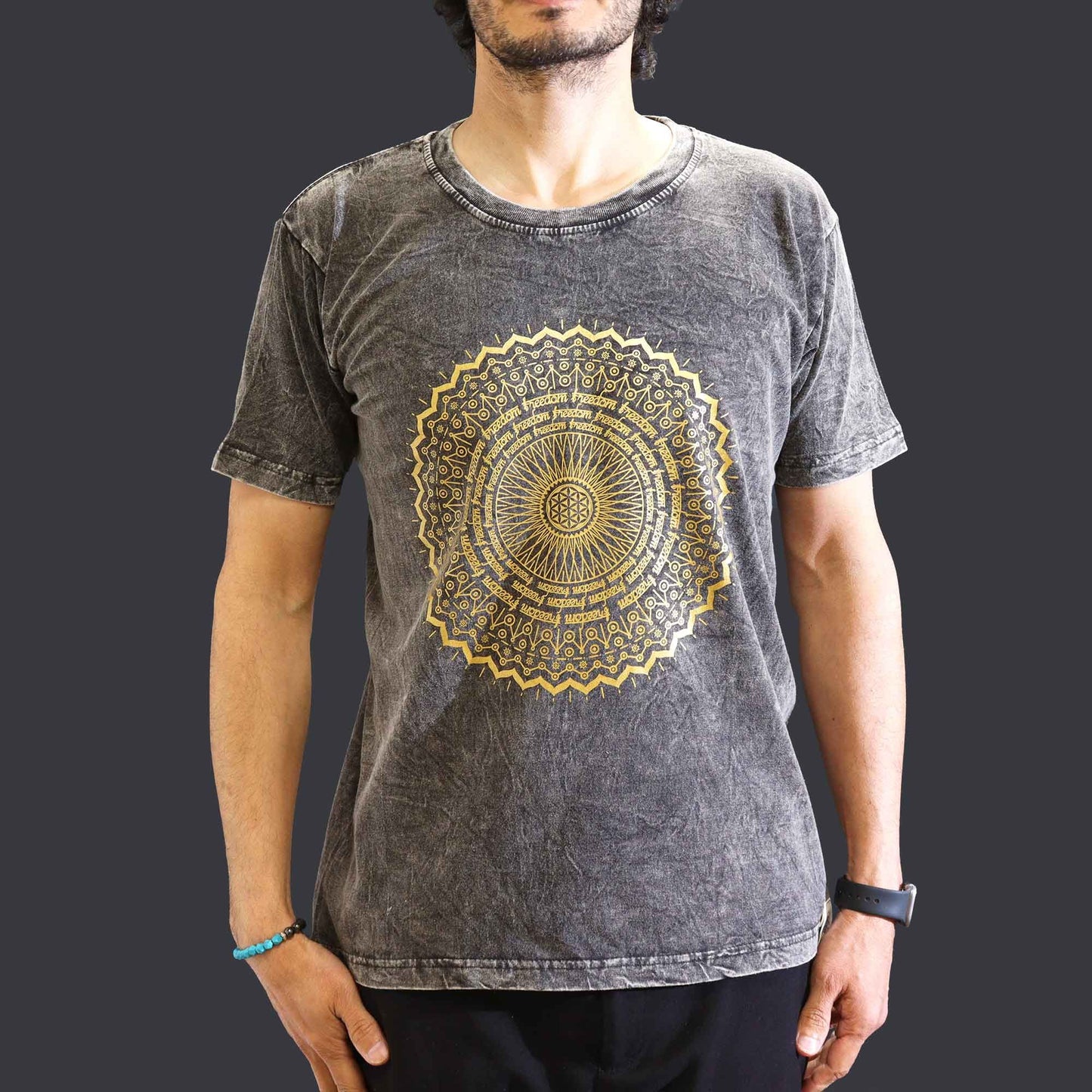T-shirt Nomad Sari Small - Mandala - Gris foncé