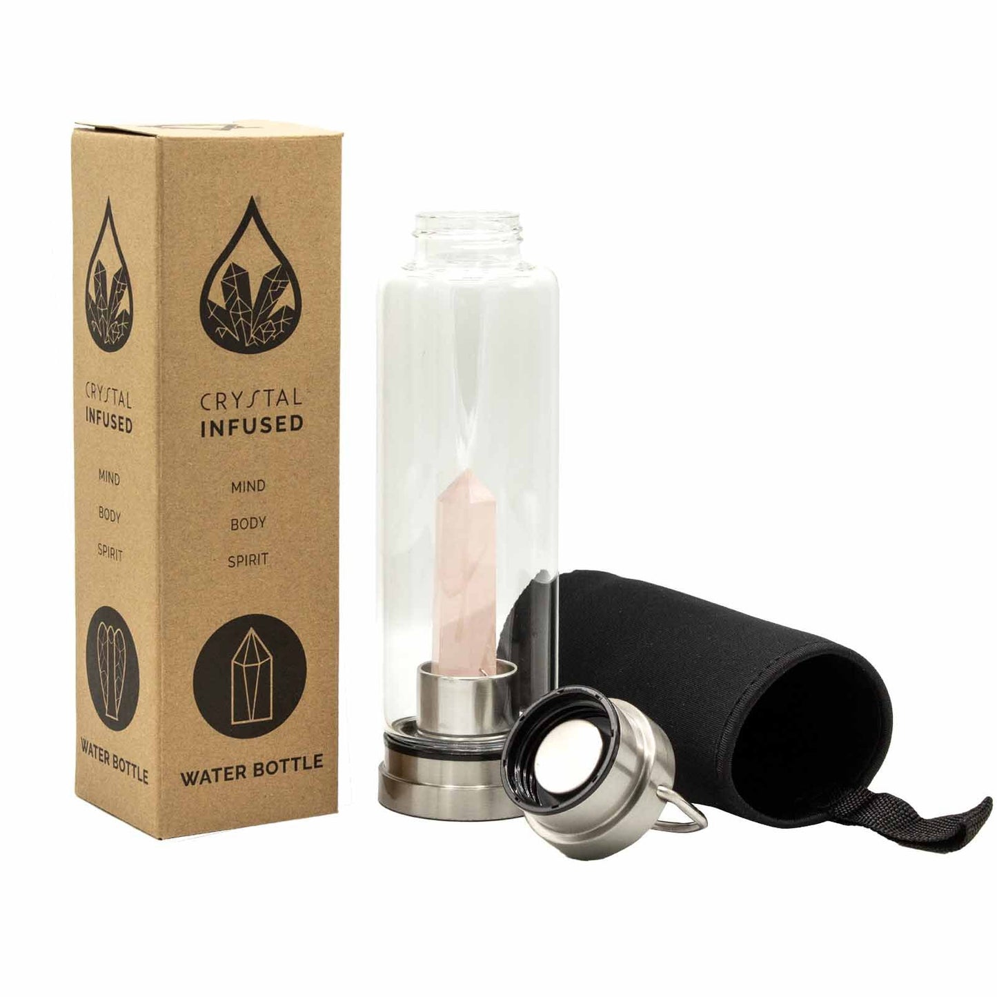 Minéral en bouteille - Quartz rose rajeunissant - Obélisque