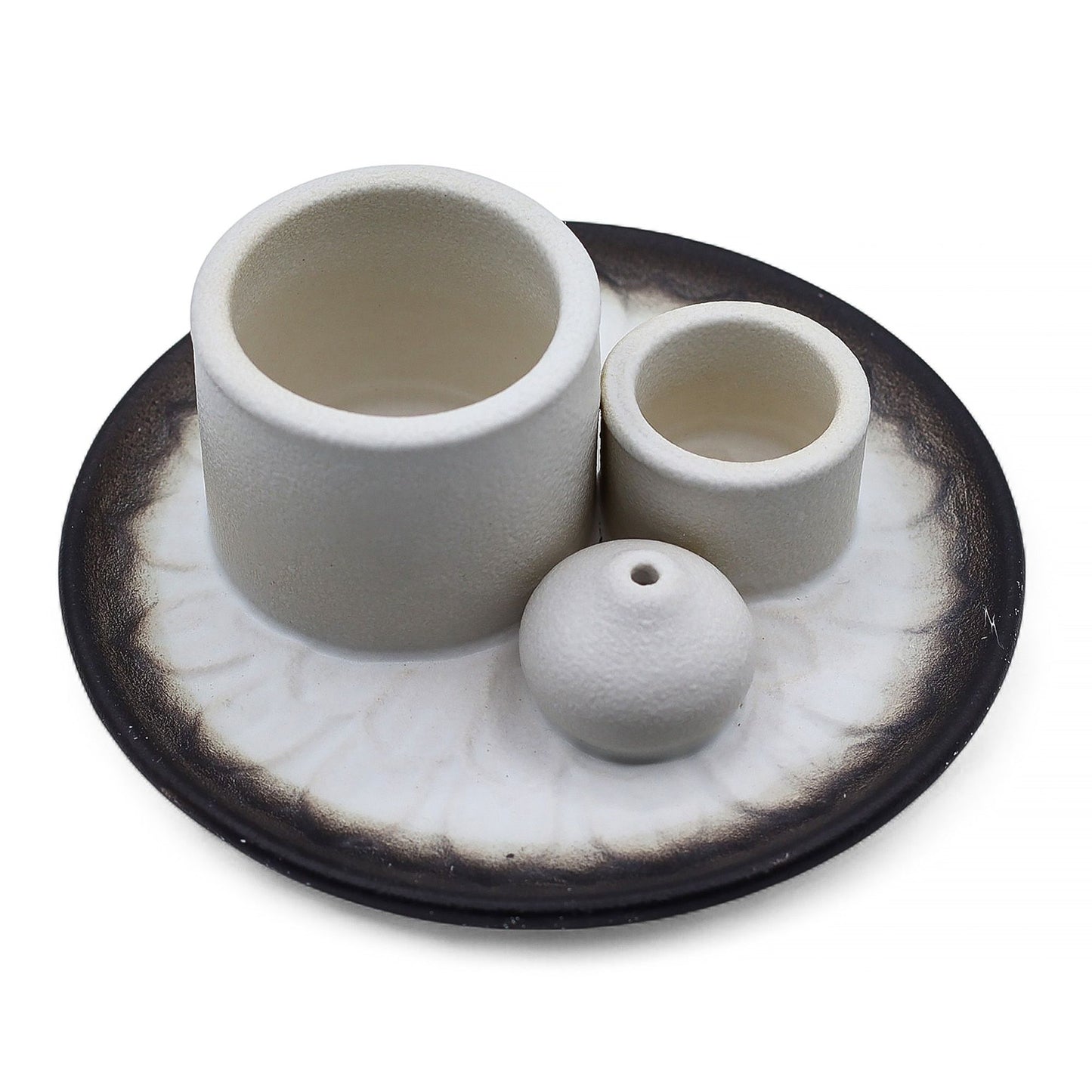 Varita de Palo Santo y Soporte para Smudge - Mandala - Blanco y Gris
