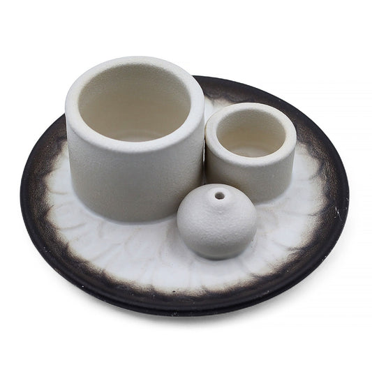 Varita de Palo Santo y Soporte para Smudge - Mandala - Blanco y Gris