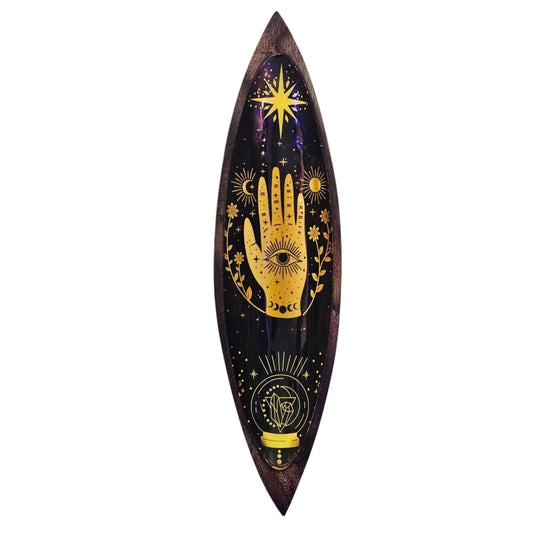 Porte-encens émaillé - Bois de manguier - Hamsa