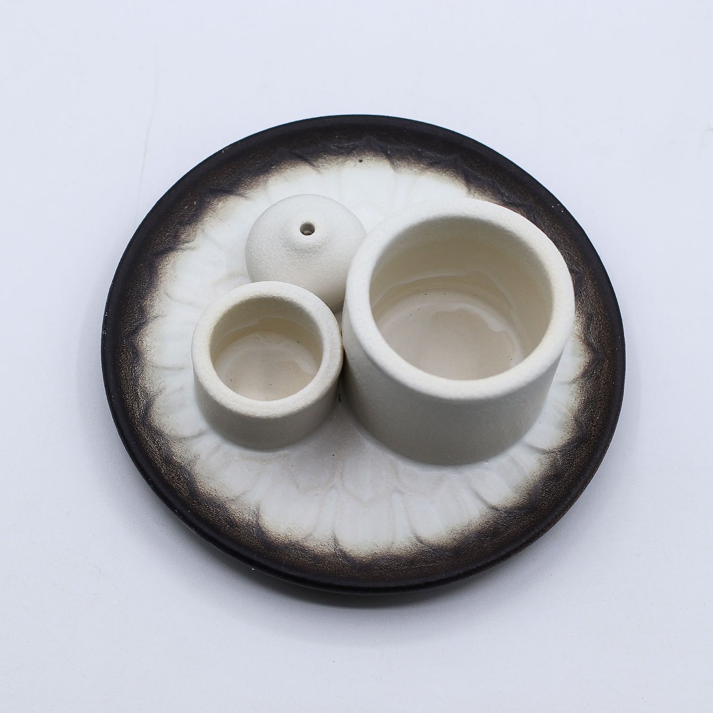 Varita de Palo Santo y Soporte para Smudge - Mandala - Blanco y Gris
