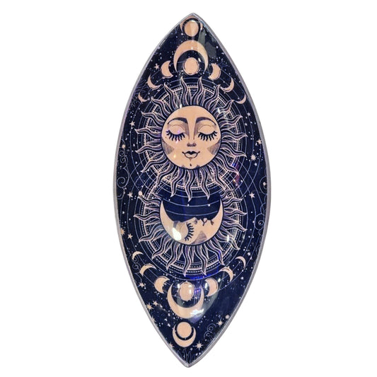 Porte-encens émaillé - Aluminium - Soleil et Lune roses
