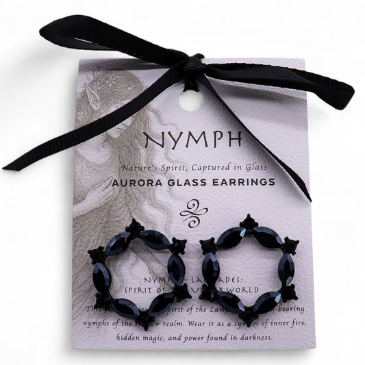 Negro Azabache - Vidrio Vintage - Aro - Aretes