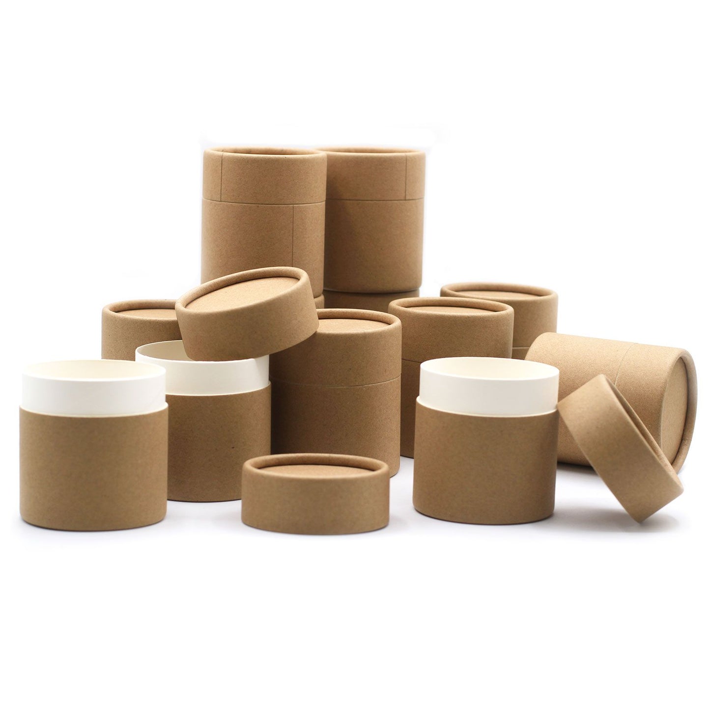 Tube en carton kraft brun Hauteur : 8,5 cm x Profondeur : 7,5 cm