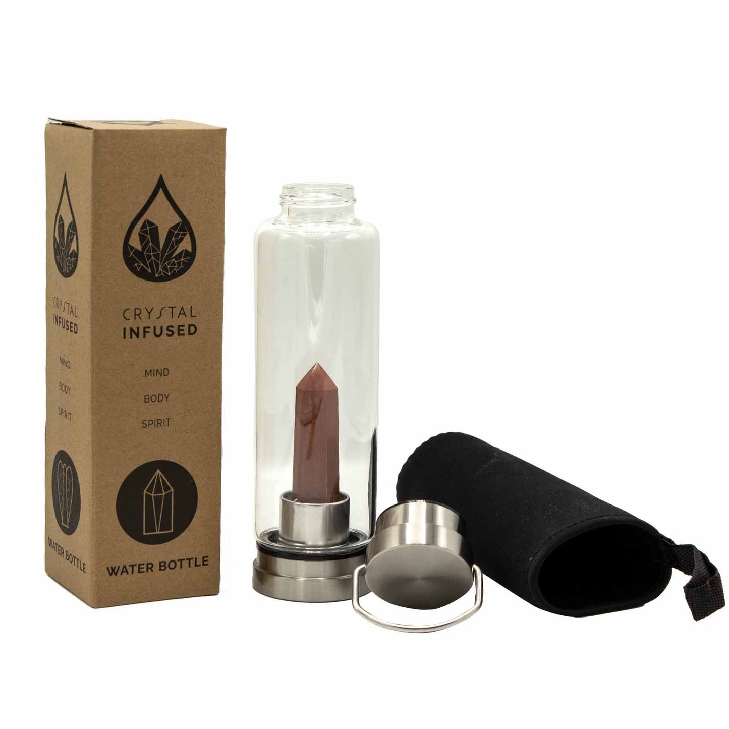 Minéral en bouteille - Jaspe rouge revigorant - Obélisque