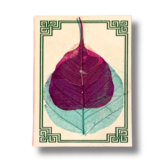 Carnet Lokta moyen – Feuille Bodhi (15 x 12 cm) – 45 feuilles (assortiment)