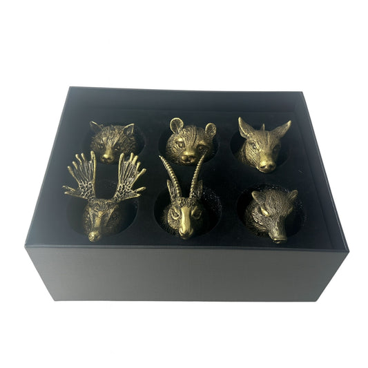Conjunto regalo de 6 vasos de chupito (50 ml) - Criaturas Salvajes del Bosque - Bronce antiguo