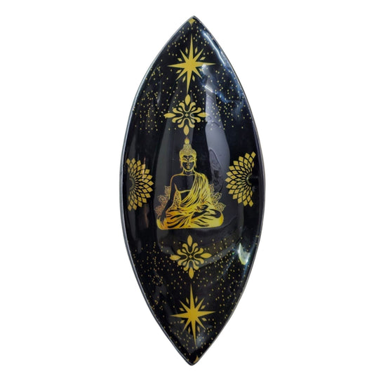 Porte-encens émaillé - Aluminium - Bouddha doré et noir