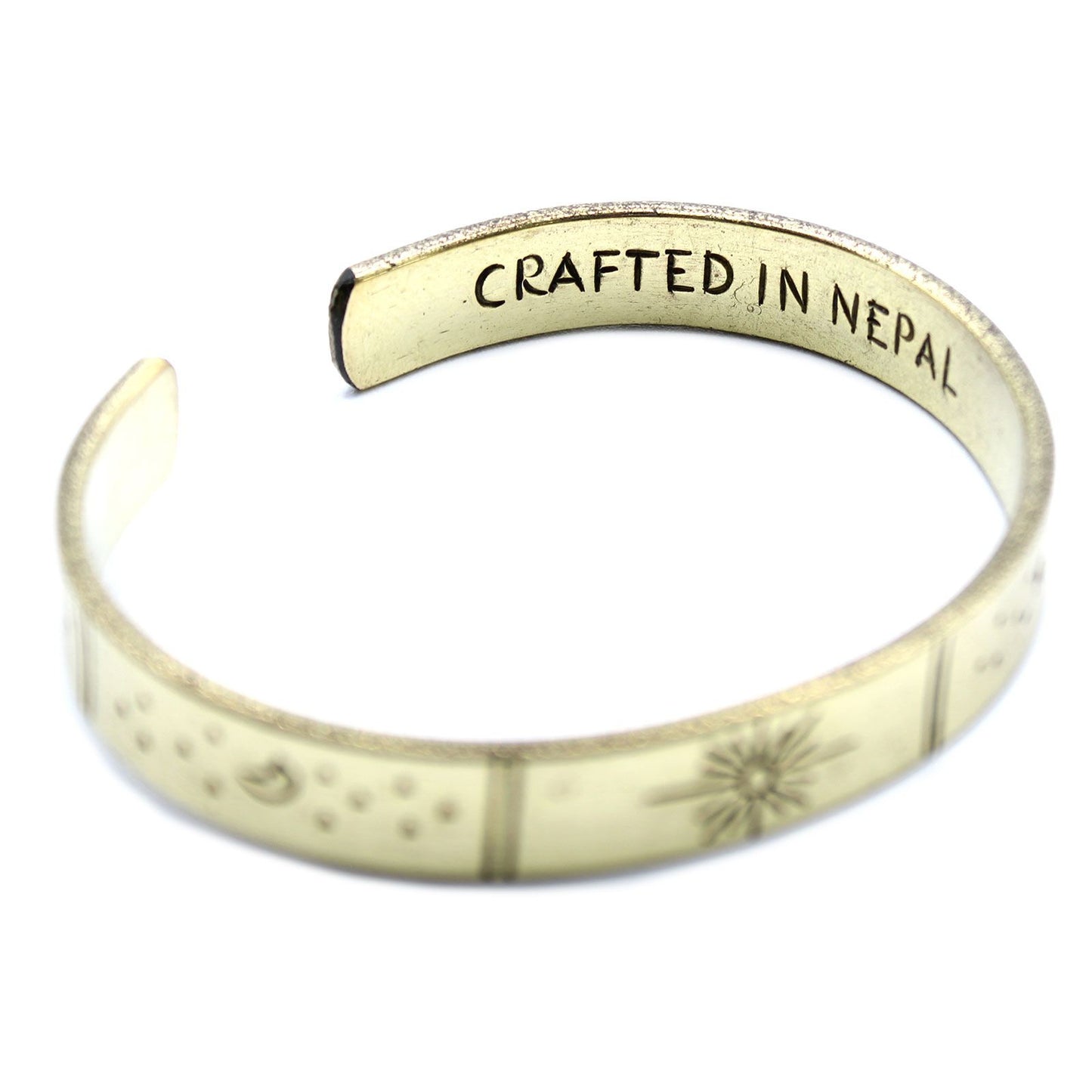 Bracelet inspirant - Lever de soleil en laiton, galaxie, étoiles, terre