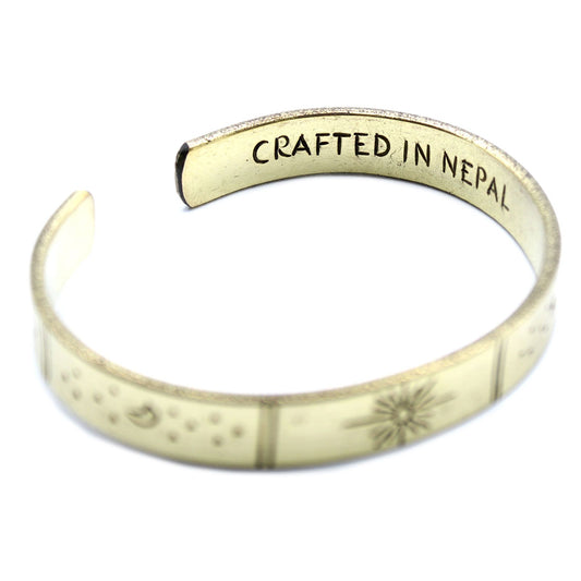 Bracelet inspirant - Lever de soleil en laiton, galaxie, étoiles, terre
