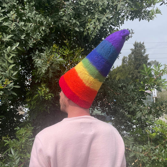 Chapeau de sorcier en feutre pour sauna - Arc-en-ciel